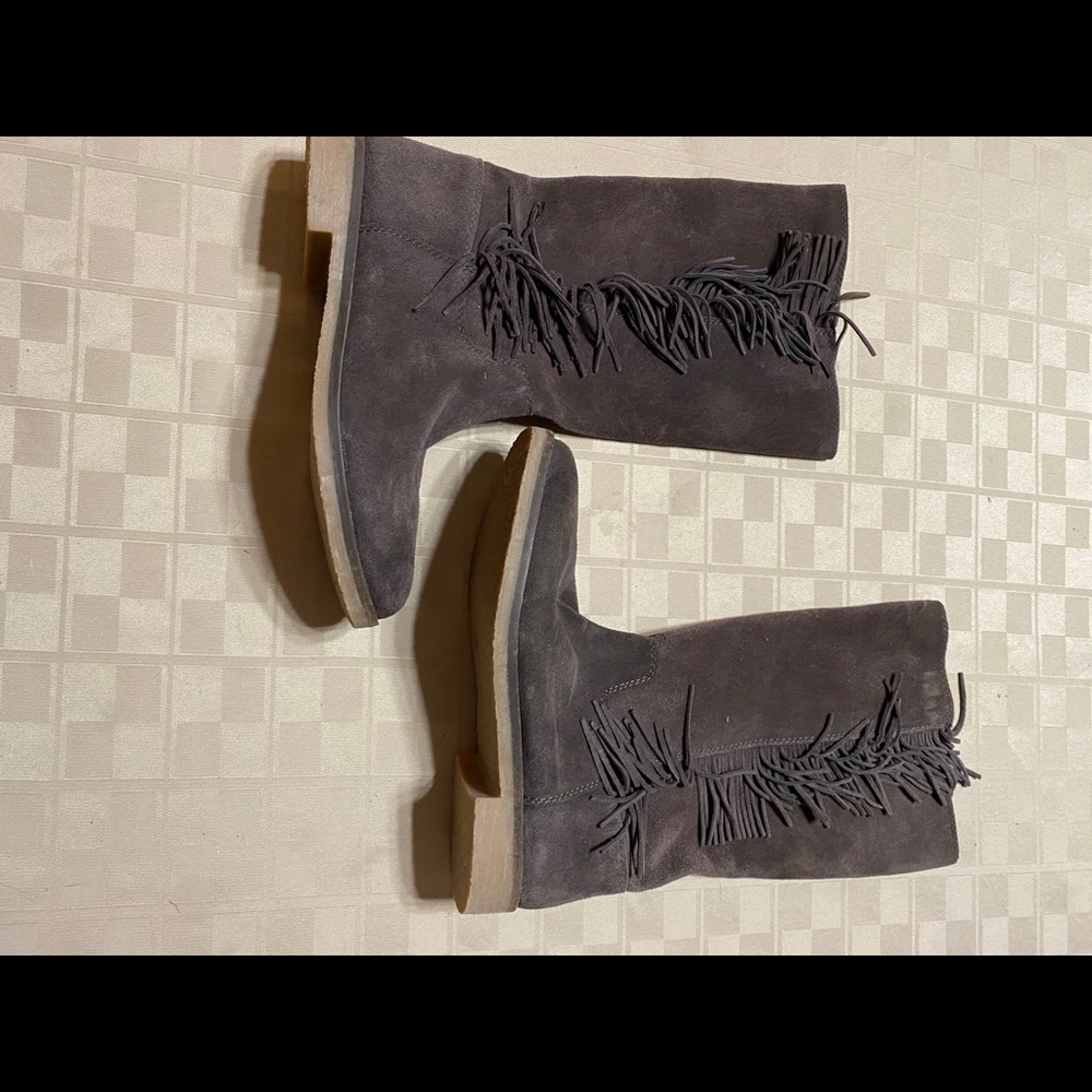 EUC‎ Genuine Leather Suede Fringe Tall Boho Boots